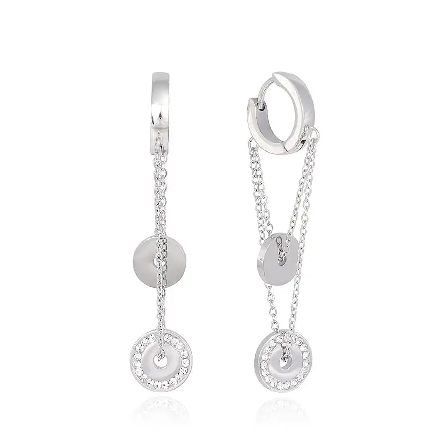 CLUE - Circle Cross Drop Surgical Steel One Touch Earrings - CLUE - Jewelry - Harumio