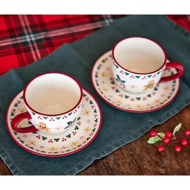 Korean Christmas Village - Cup and Saucer 2 Set - Modern House - Cup & Saucer Set - Harumio