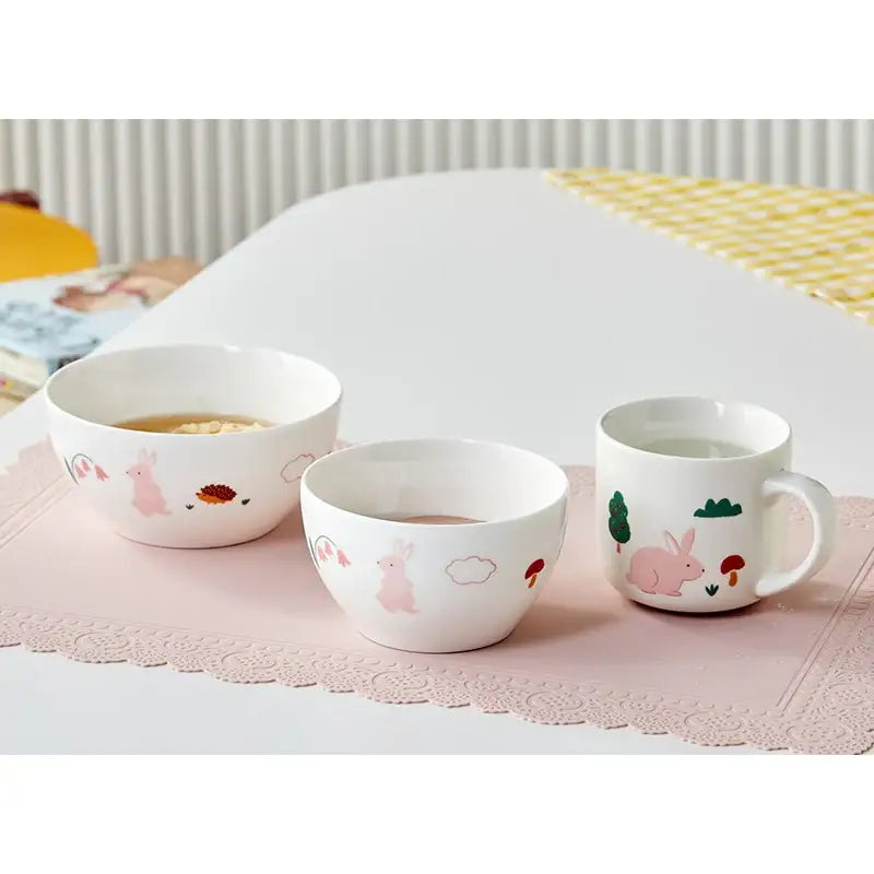 Korean My Rabbit - Kids Tableware 3P Set - Modern House - Tableware Set - Harumio