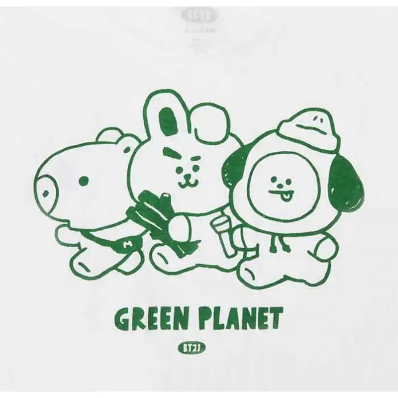 BT21 - Baby Outdoor Organic Short Sleeve T-Shirt Set - LINE FRIENDS - Clothes - Harumio