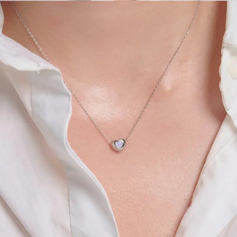 OST - Lovely Heart Silver Necklace - OST - Jewelry - Harumio