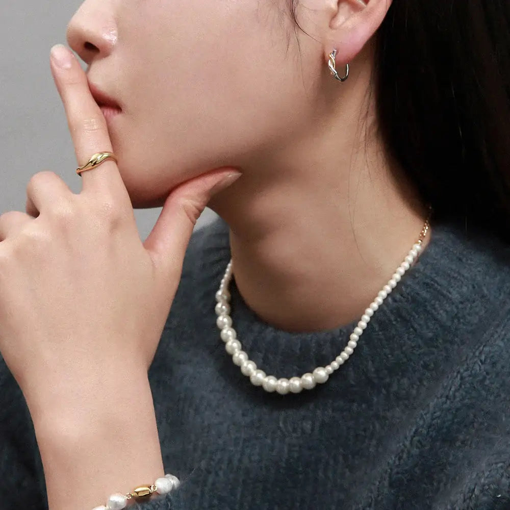 OST - Twist Combi Plated Ring Earrings - OST - Jewelry - Harumio