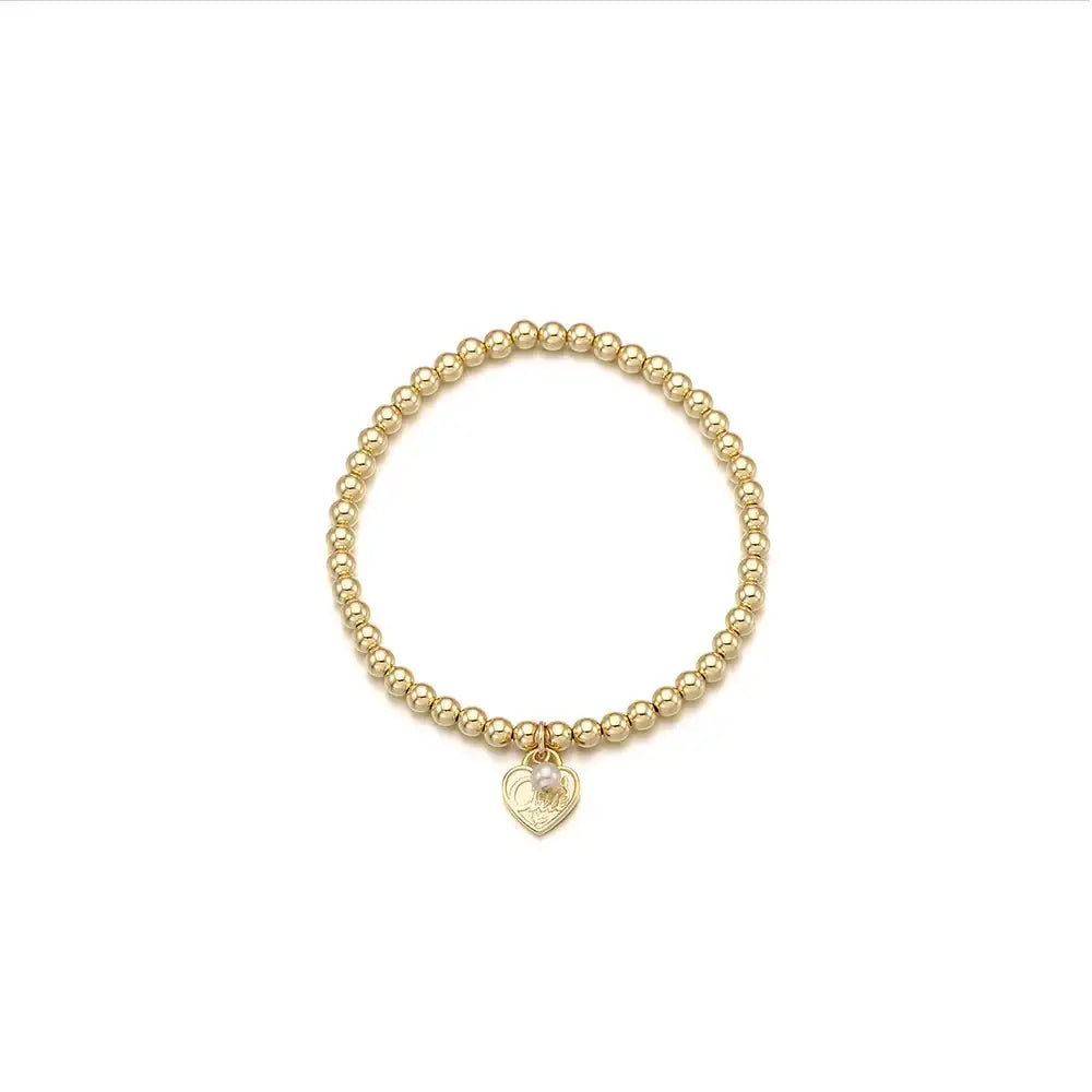CLUE - 14K Gold Filled Eternal Pearl Stone Heart Bracelet - CLUE - Jewelry - Harumio
