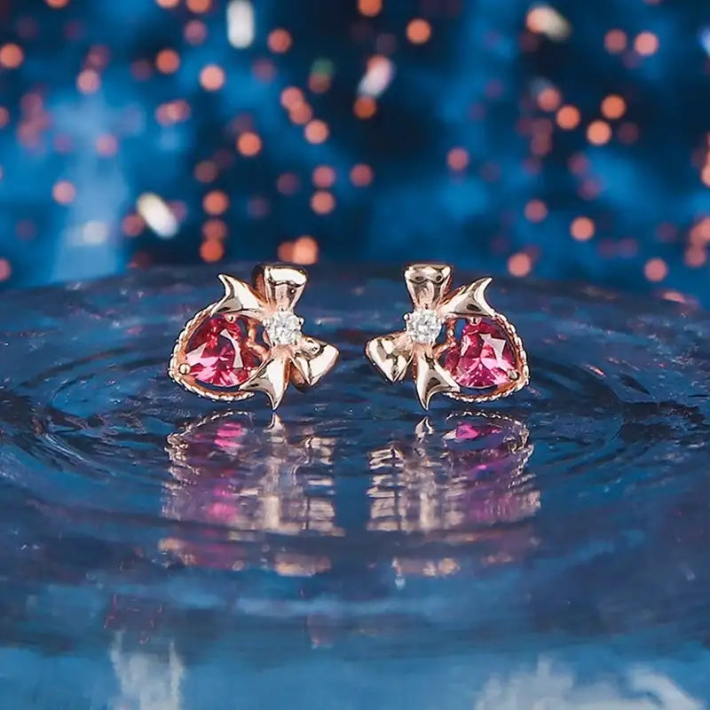 Saint Tail x Clue - Ribbon Heart Silver Earring - CLUE - Jewelry - Harumio