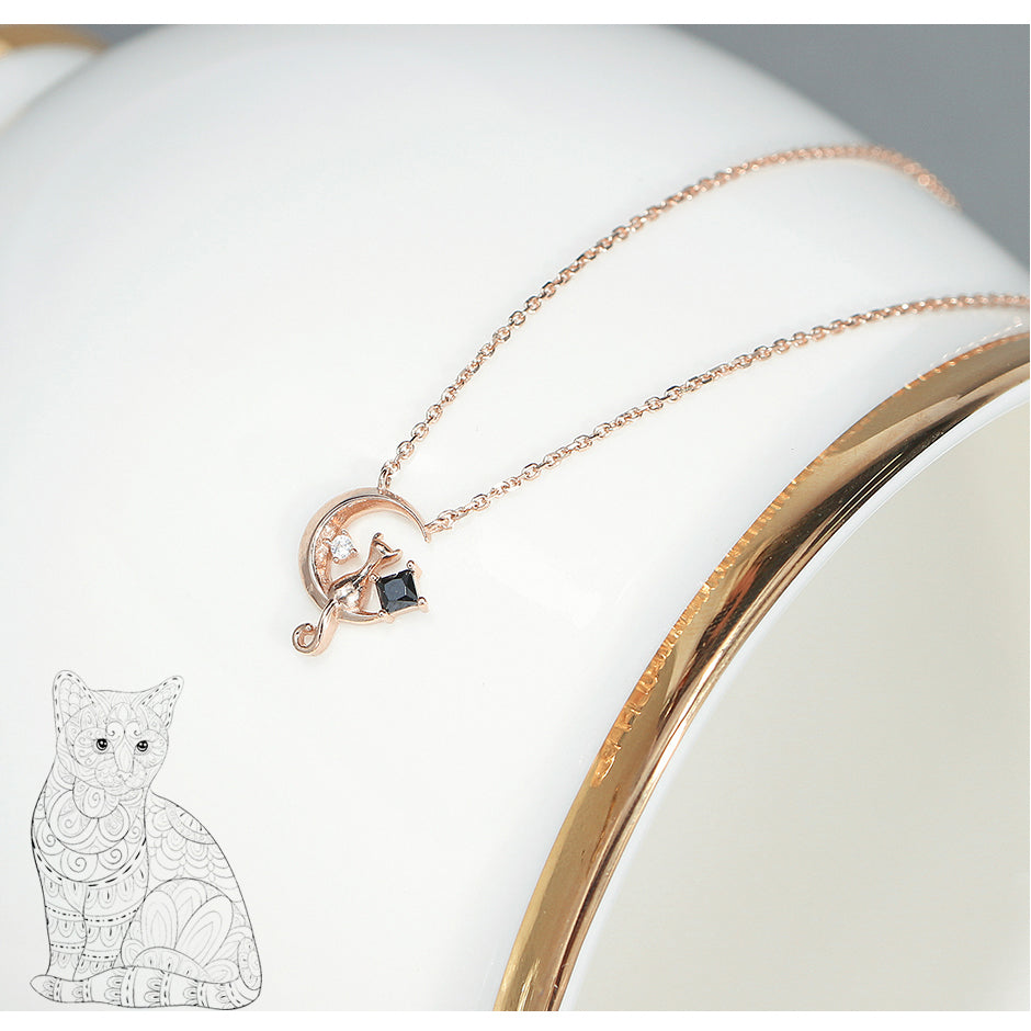 CLUE - Good Luck August Cat Silver Necklace