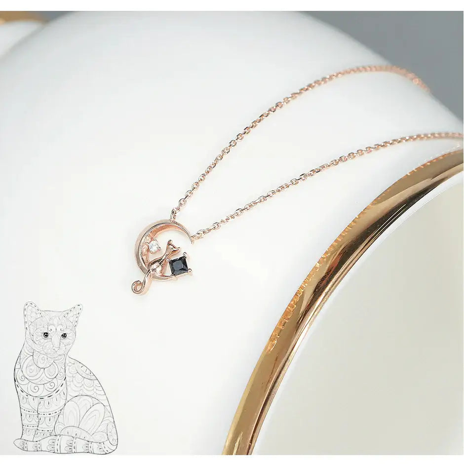 CLUE - Good Luck August Cat Silver Necklace - CLUE - Jewelry - Harumio