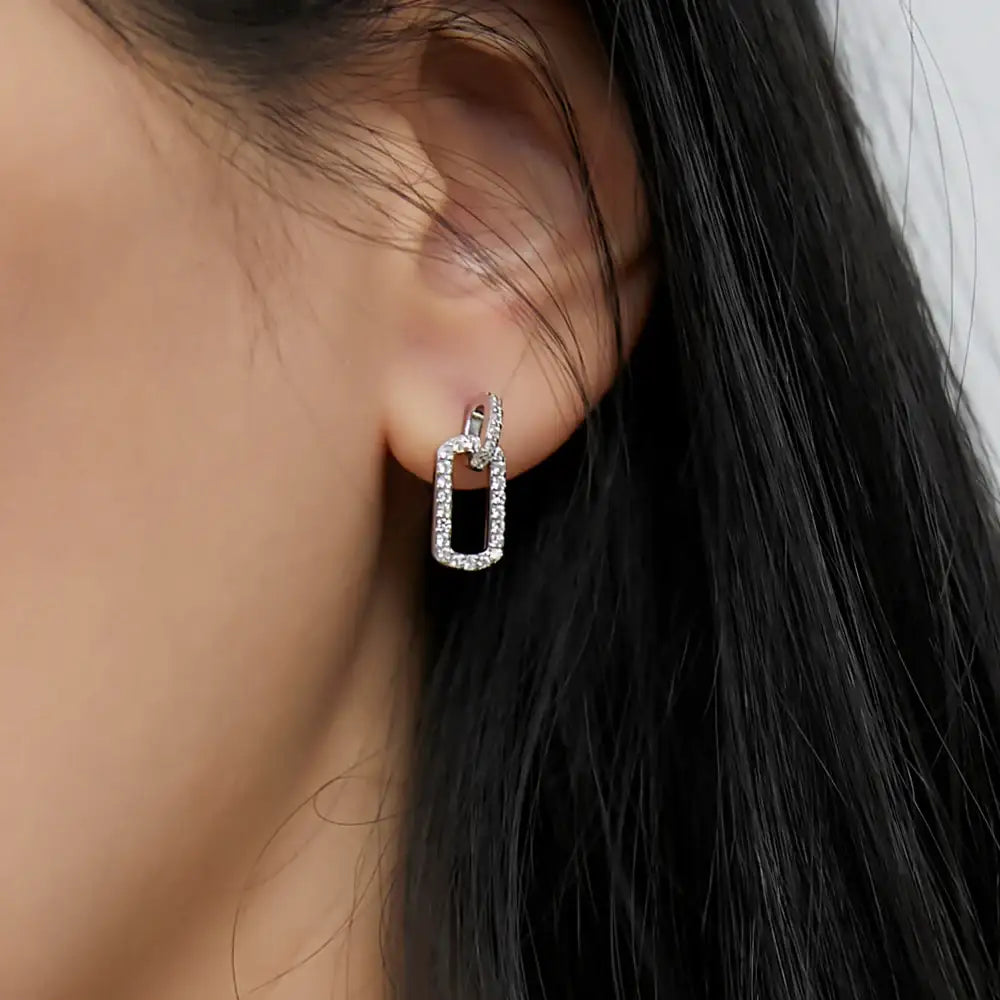 OST - Full Stone One-Touch Square Earrings - OST - Jewelry - Harumio