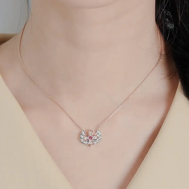 Saint Tail x Clue - Angel Wing Cross Silver Necklace - CLUE - Jewelry - Harumio