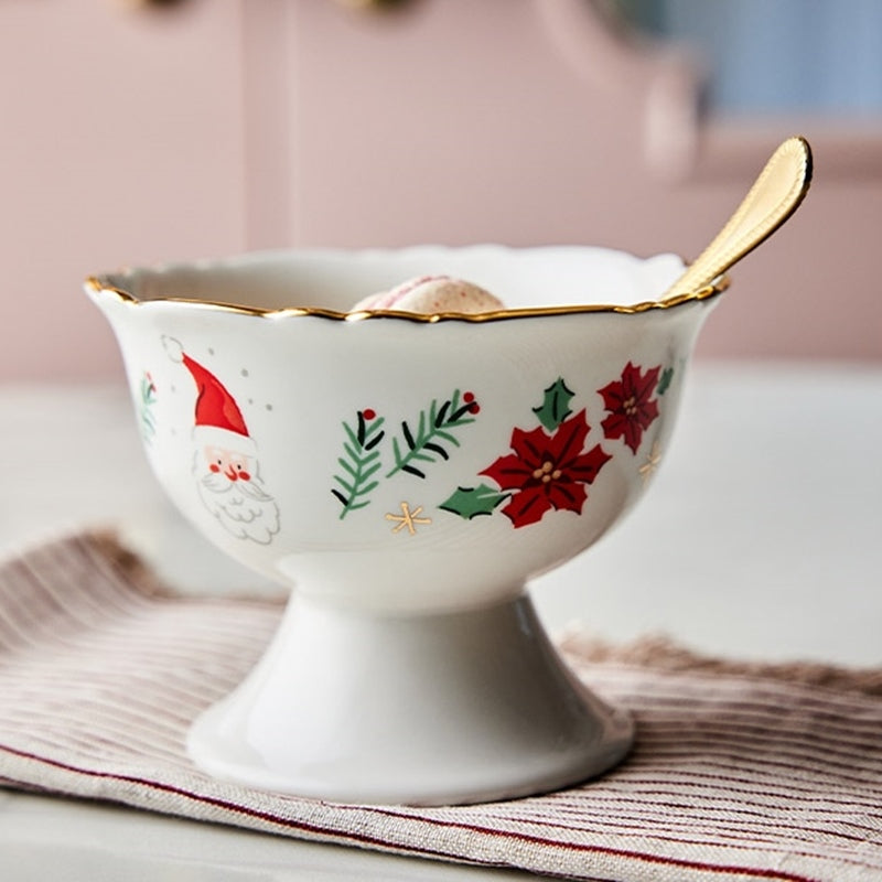 Korean Winter Story - Scallop Gold Rim Dessert Bowl