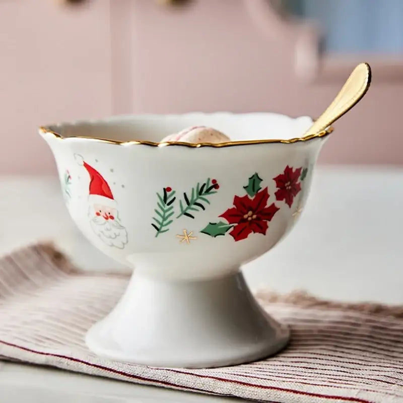 Korean Winter Story - Scallop Gold Rim Dessert Bowl - Modern House - Dessert Bowl - Harumio