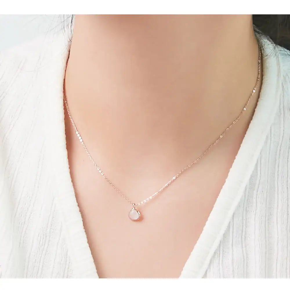 CLUE - Wish Spell Natural Stone Drop Silver Necklace - CLUE - Jewelry - Harumio