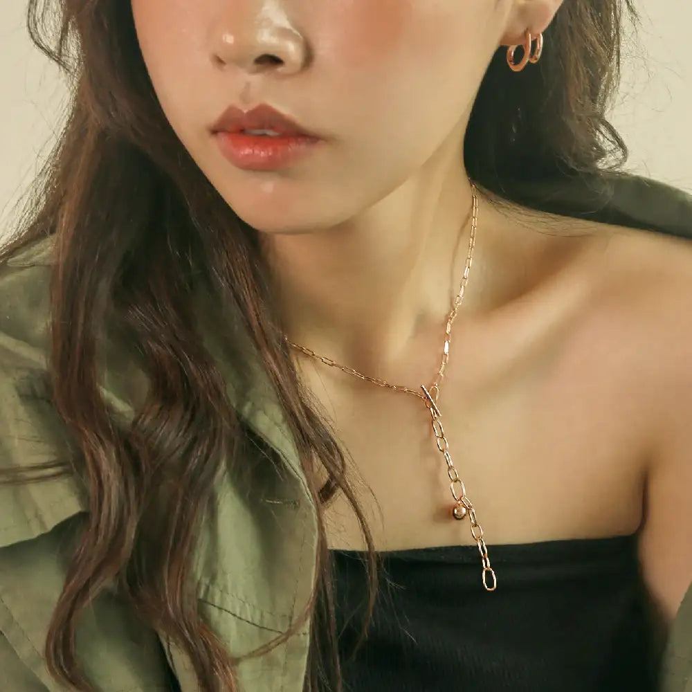CLUE - Ball Chain Rose Gold Necklace - CLUE - Jewelry - Harumio
