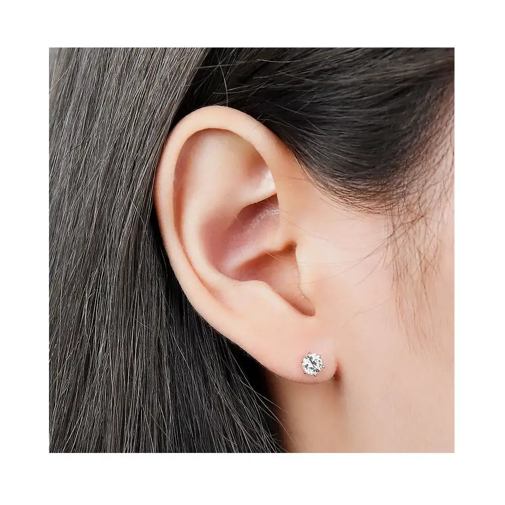 CLUE - 4mm White Cubic 10K/14K Gold Ear Pierce - CLUE - Jewelry - Harumio