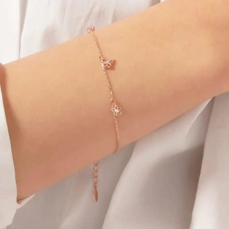 CLUE - Flower Butterfly Silver Bracelet