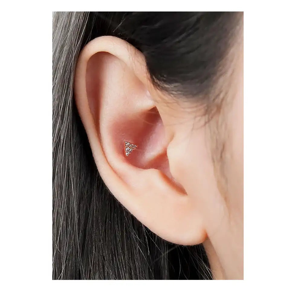 CLUE - Triangular Cubic 10K/14K Gold Ear Pierce - CLUE - Jewelry - Harumio
