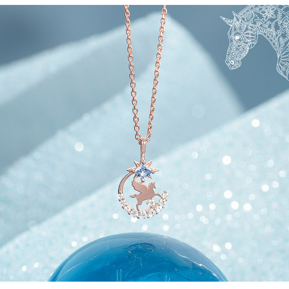 CLUE - Good Fortune November Flying Horse Silver Necklace