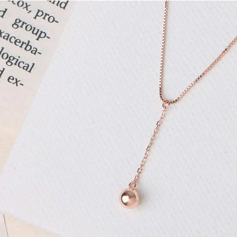 CLUE - Alli Long Neck Mini Ball Chain Drop Silver Necklace - CLUE - Jewelry - Harumio