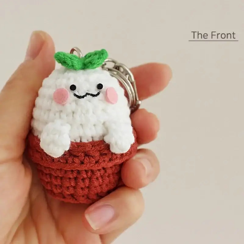 Ikmyeong - Flower Pot Hand-Knitted Bag Ring - Ikmyeong Shop - Keyrings - Harumio