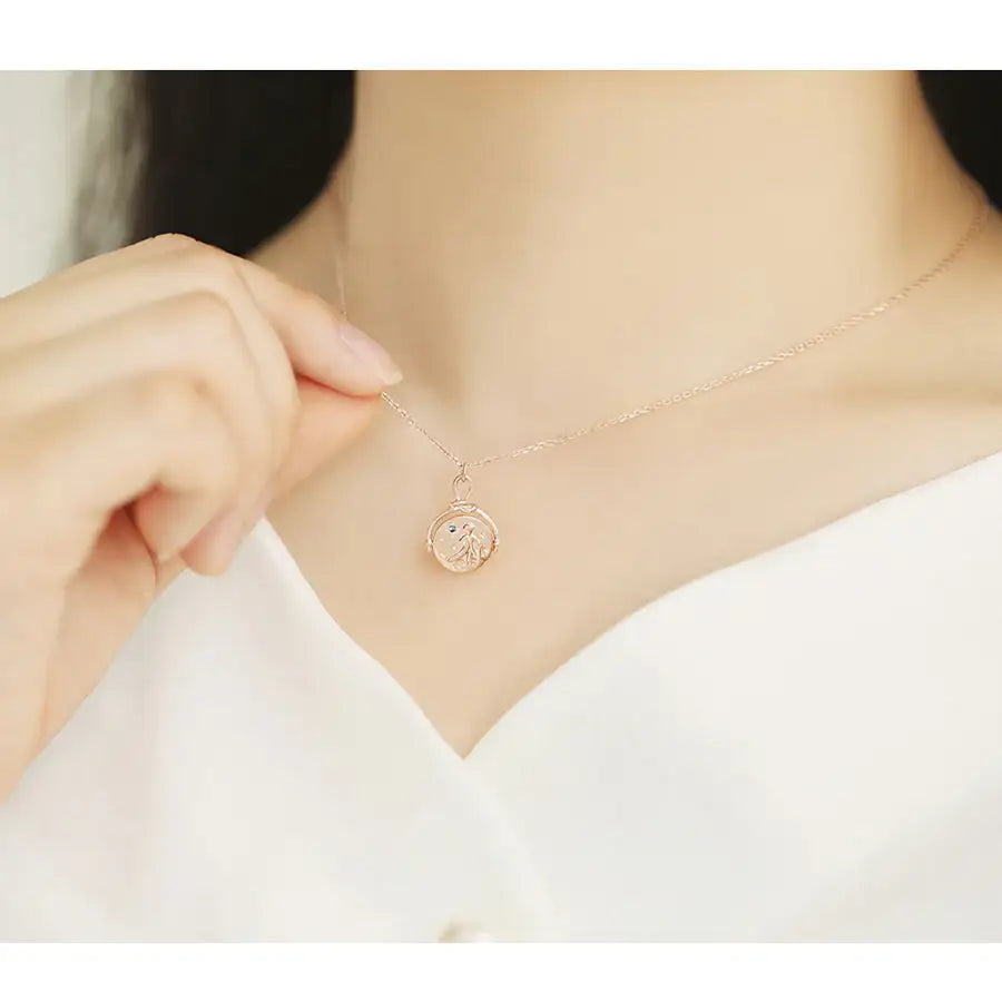 Le Petit Prince x OST - Double-sided Planet Rose Gold Coin Necklace - OST - Accessories, Jewelry - Harumio