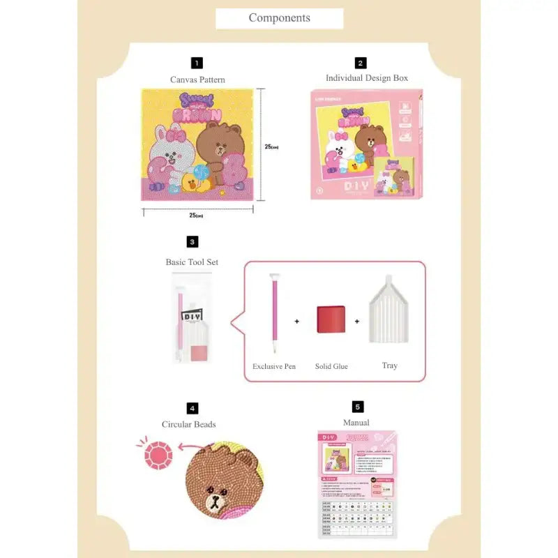 Line Friends - Diamond Cross Stitch Canvas Set - Line Friends - Diamond Painting - Harumio
