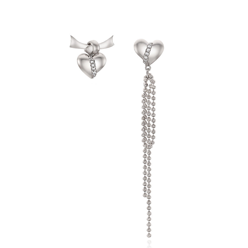 Bloom x Linky Laboratory - Heart Freezing Unbalanced Silver Earrings