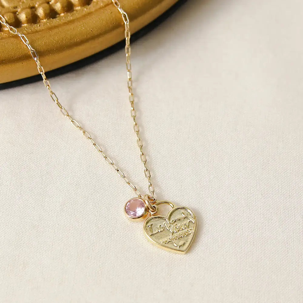 CLUE - 14K Gold Filled Eternal Tourmaline Stone Heart Necklace - CLUE - Jewelry - Harumio