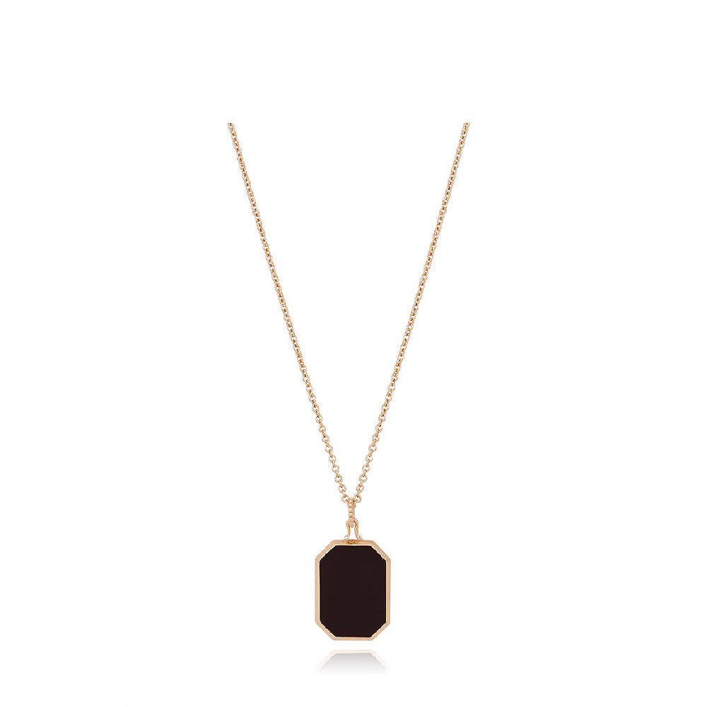 CLUE - C Collection Black Onyx Big Pendant Long Necklace