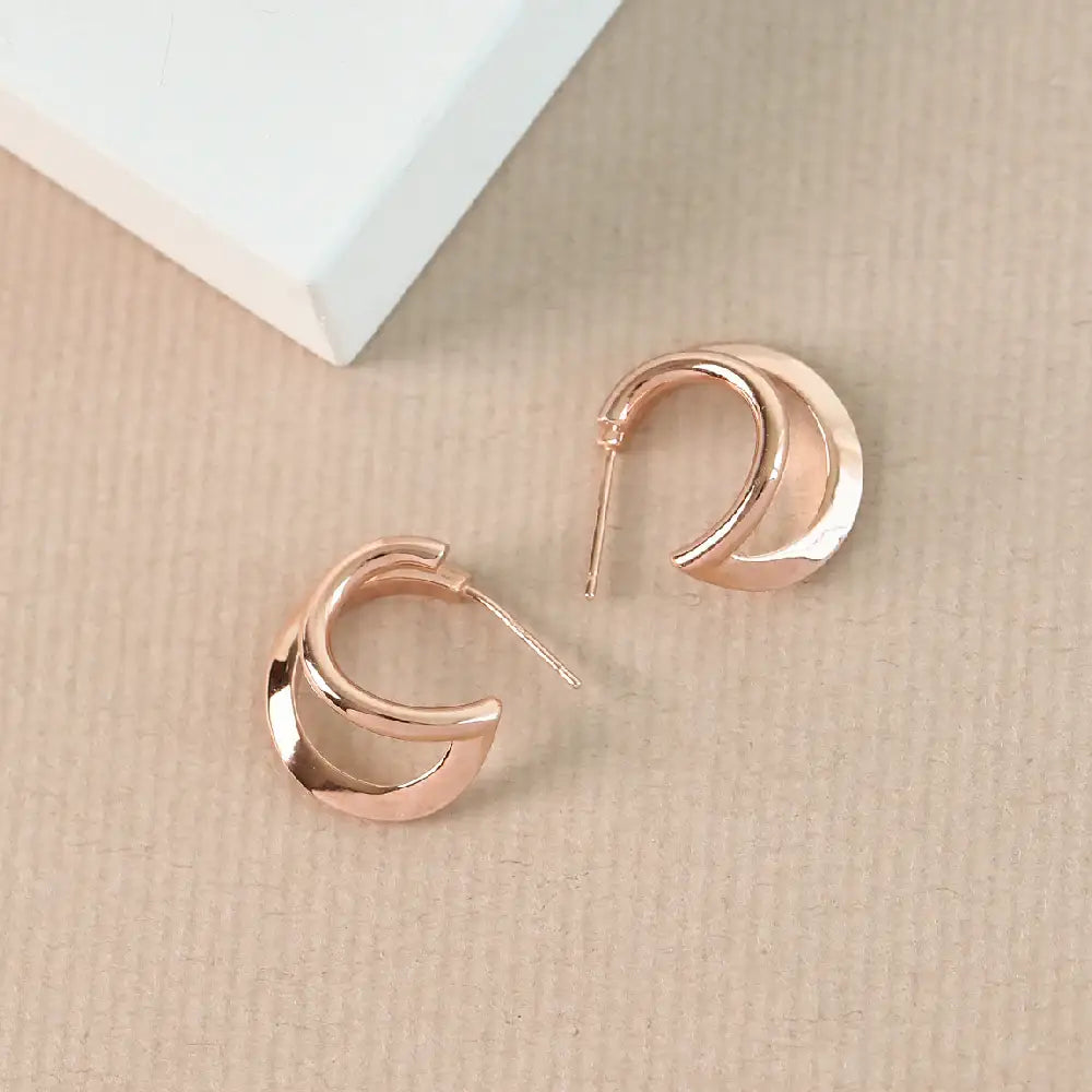 CLUE - Double Hoop Rose Gold Earrings - CLUE - Jewelry - Harumio