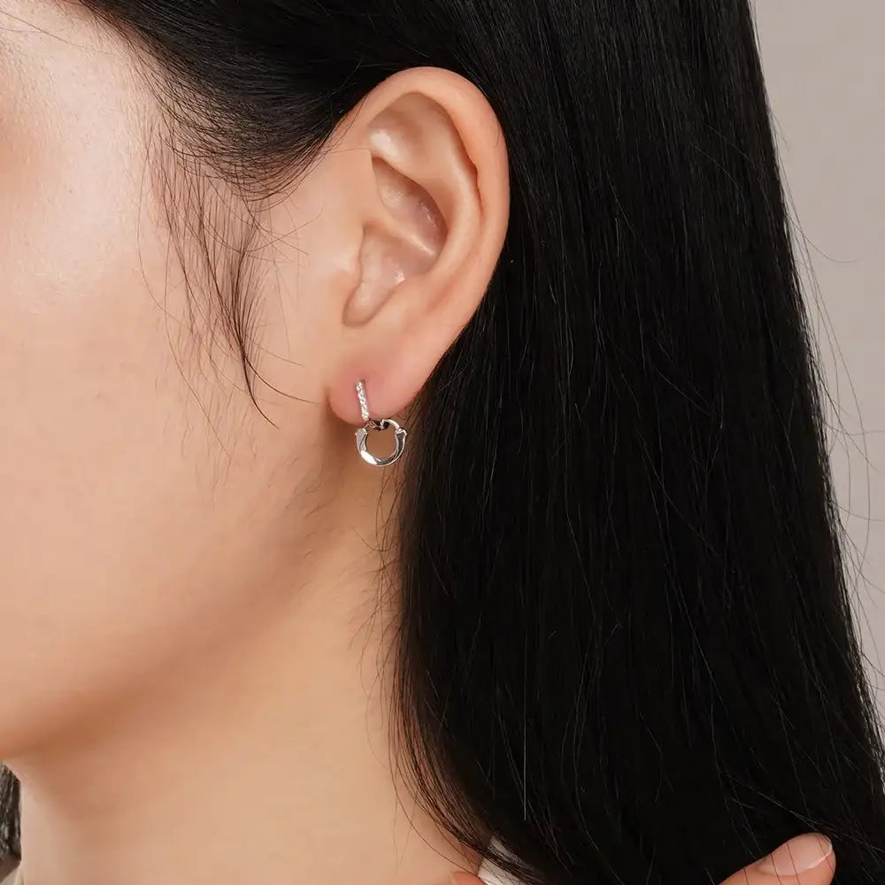 OST - Lucky Lock Two Way Horseshoe Stone Silver Earring - OST - Jewelry - Harumio