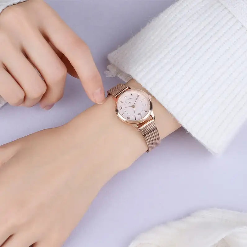 CLUE - Lucky Day Item Rose Gold Mesh Watch - CLUE - Watches - Harumio