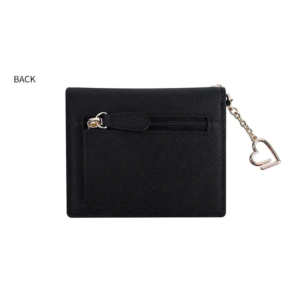 CLUE - Pastel Heart Keyring Black Short Wallet - CLUE - Accessories - Harumio