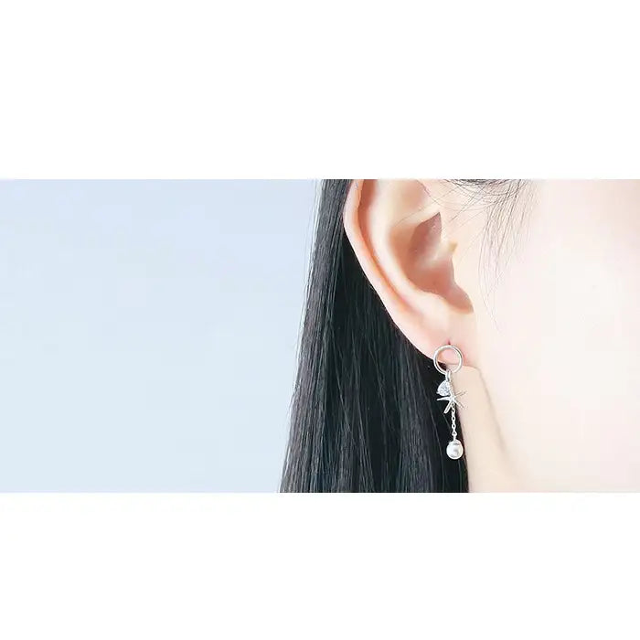 CLUE - Starfish Pearl Silver Drop Earrings - CLUE - Jewelry - Harumio