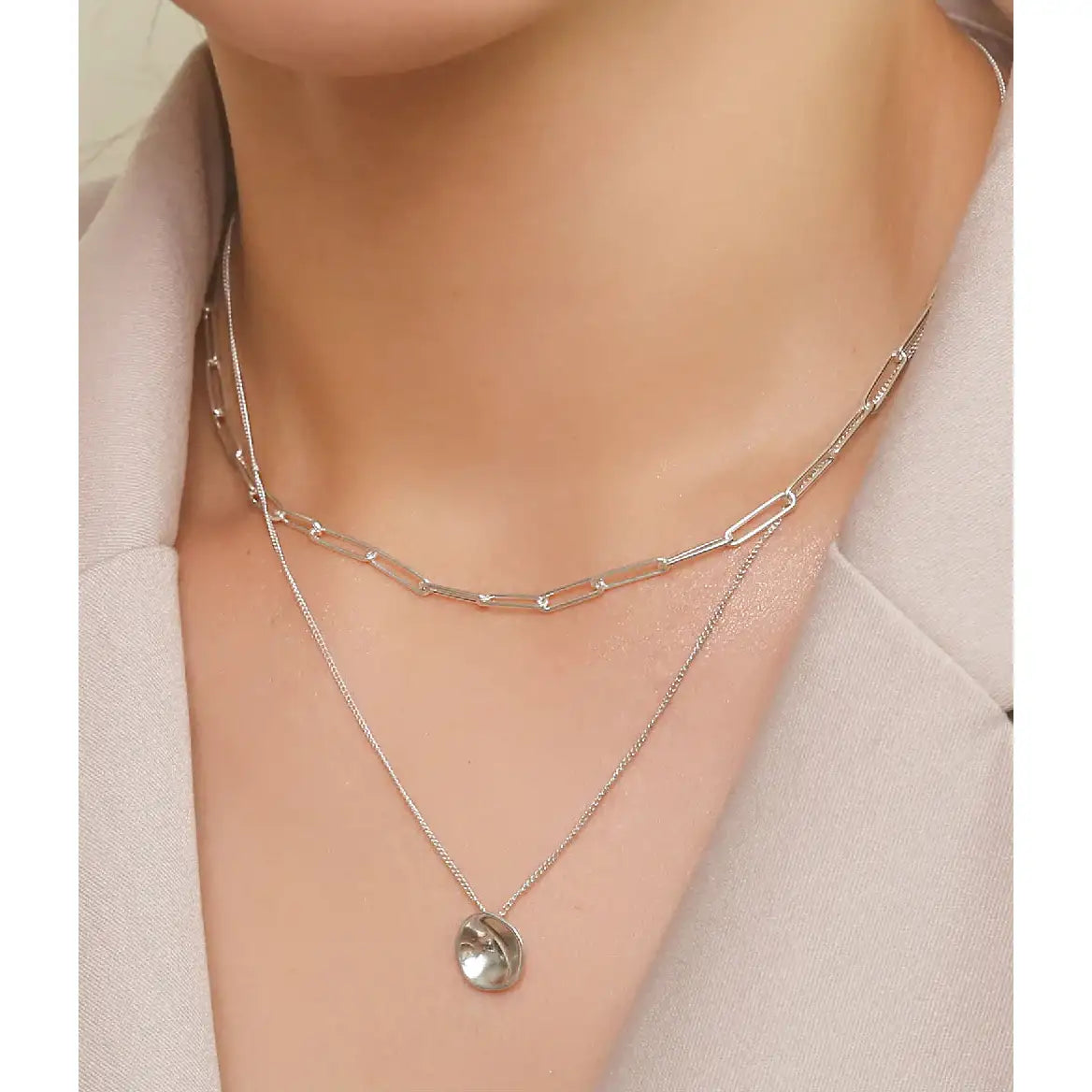 CLUE - Layered Round Chain Necklace Set - CLUE - Jewelry - Harumio