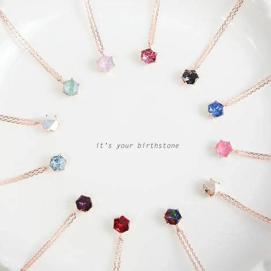 CLUE - Swarovski Stone Birthstone Silver Necklace - CLUE - Jewelry - Harumio