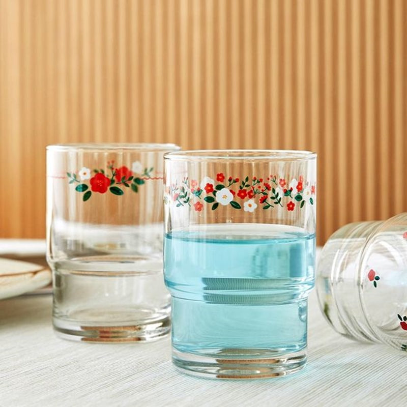 Korean L - Small Flower Garden Glass Cup 4P Set