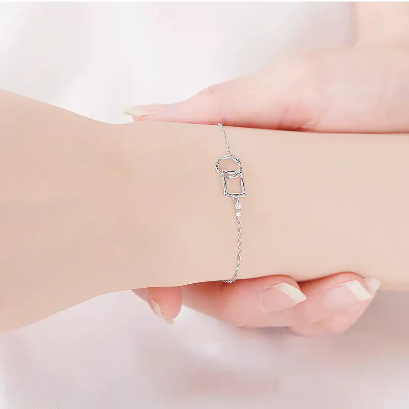 CLUE - Square Circle Silver Bracelet - CLUE - Jewelry - Harumio