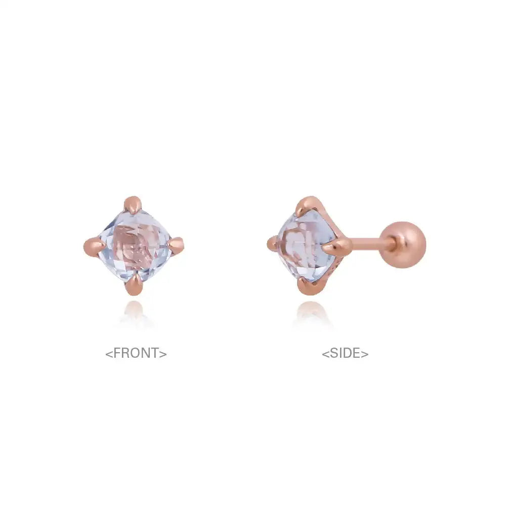 CLUE - Wish Spell Blue Topaz Natural Stone Rhombus Silver Piercing - CLUE - Jewelry - Harumio