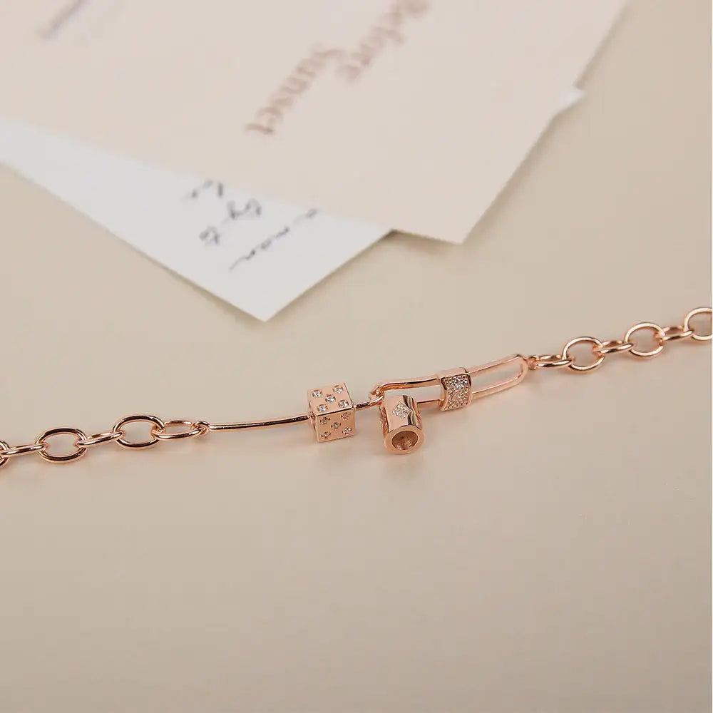 CLUE - Square Cubic Chain Silver Bracelet - CLUE - Jewelry - Harumio
