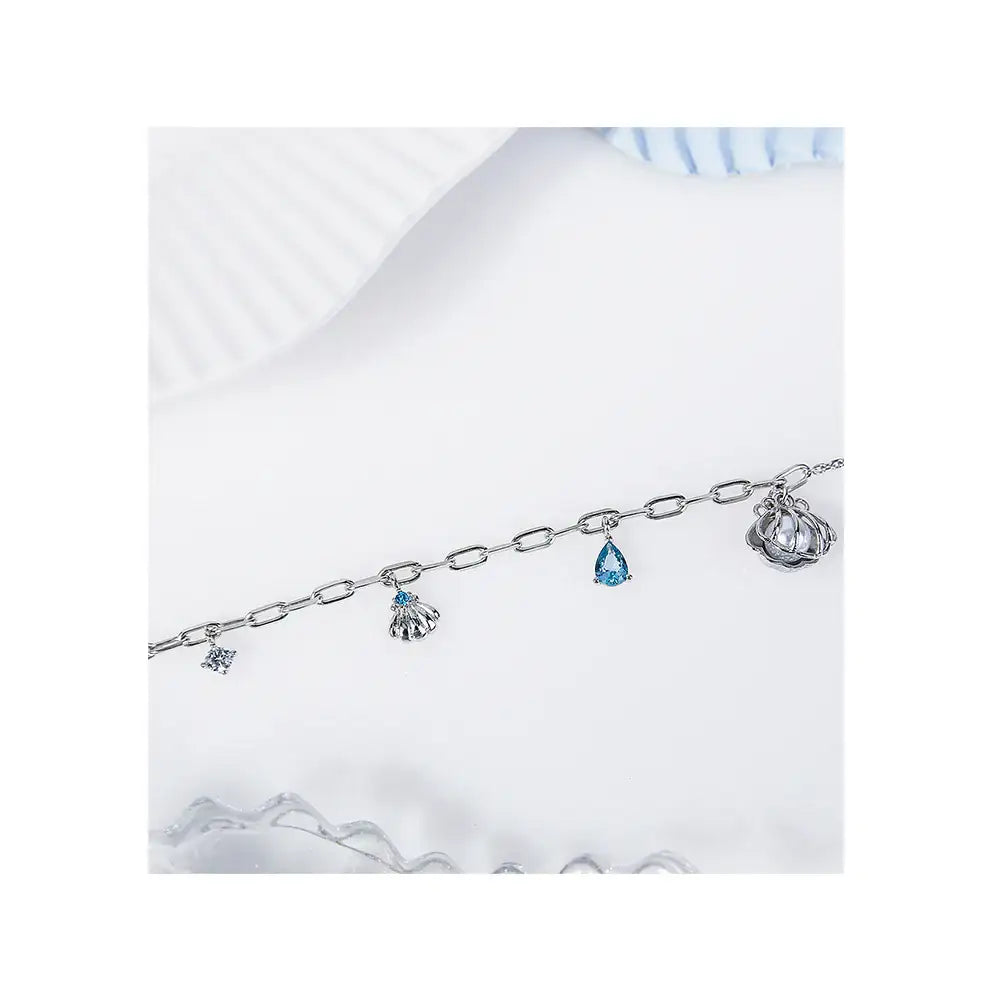 CLUE - Blue Sea Shell Silver Bracelet - CLUE - Jewelry - Harumio