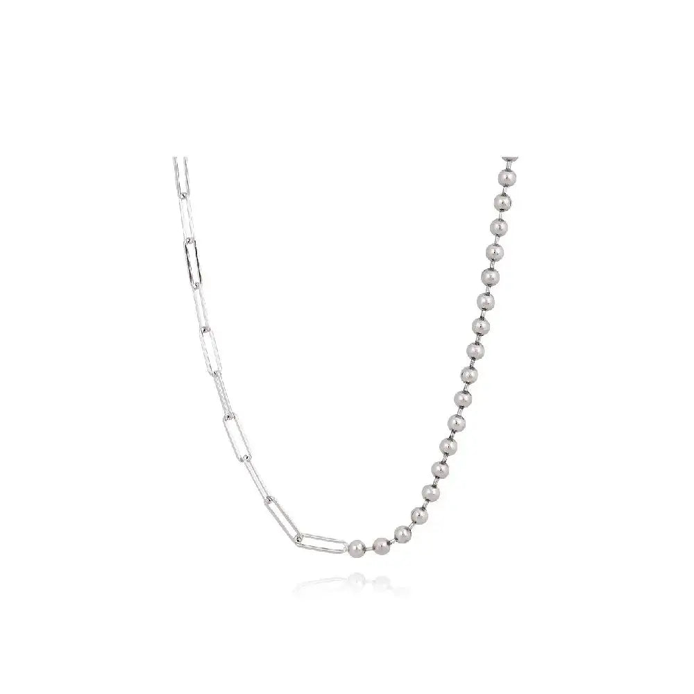 CLUE - Unbalance Ball Chain Silver Necklace