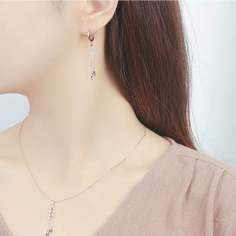 CLUE - Shine Drop Rose Gold Silver Earrings - CLUE - Jewelry - Harumio