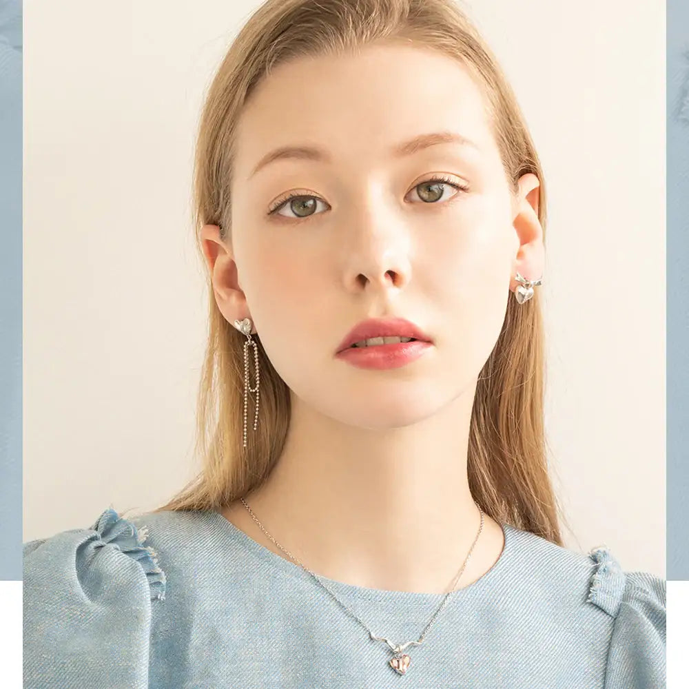 Bloom x Linky Laboratory - Heart Freezing Twisted Silver Necklace - Bloom x Linky Laboratory - Jewelry - Harumio