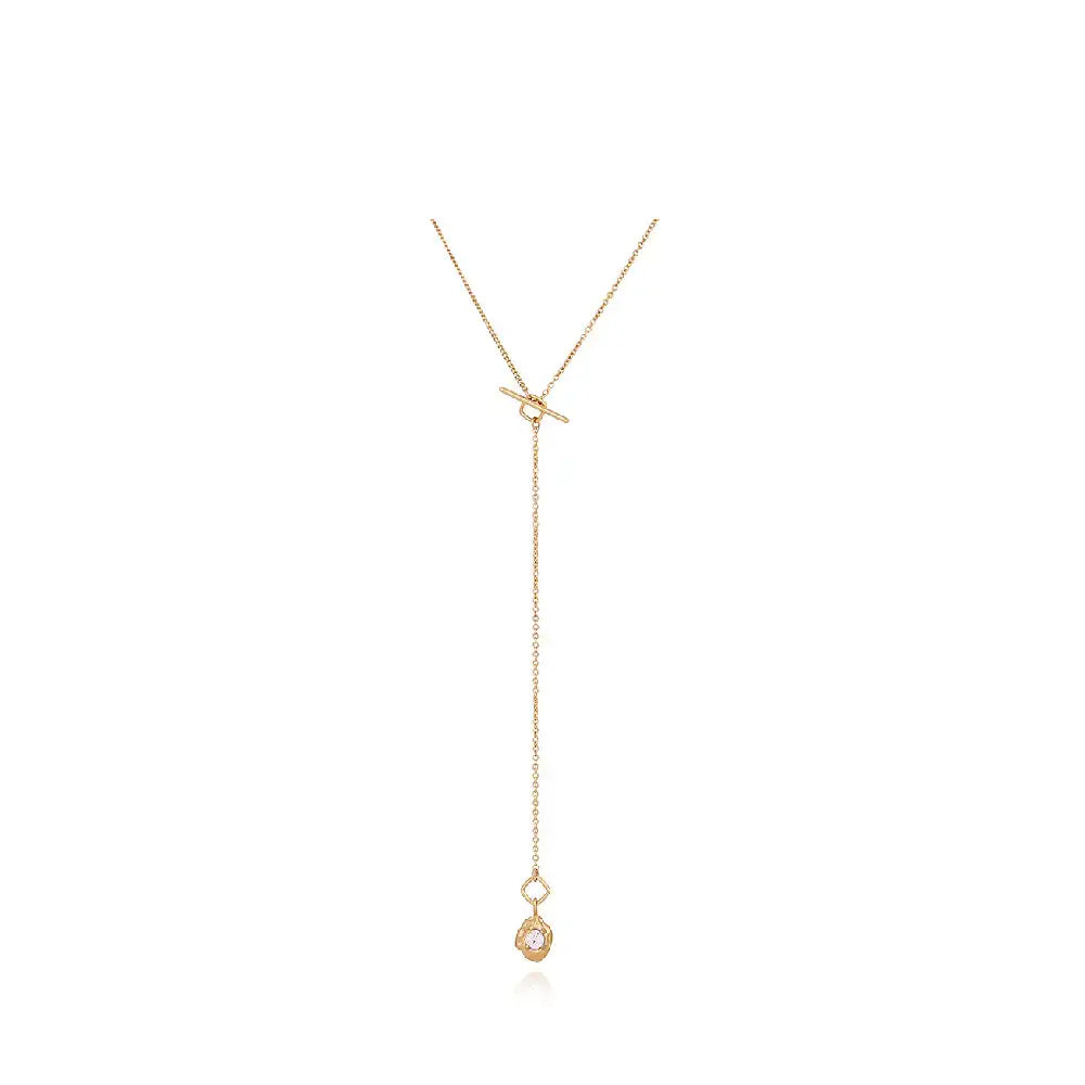 CLUE - C Collection Vintage Pendant Silver Long Necklace - CLUE - Jewelry - Harumio