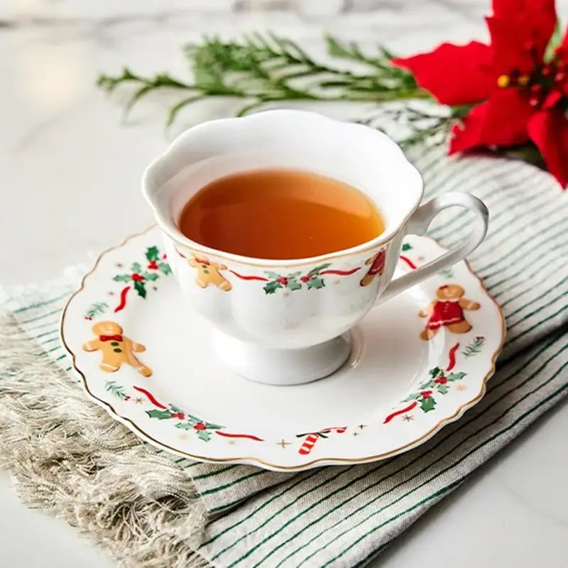 Korean Winter Story - Scallop Gold Rim Coffee Cup & Saucer Set - Modern House - Cup & Saucer Set - Harumio