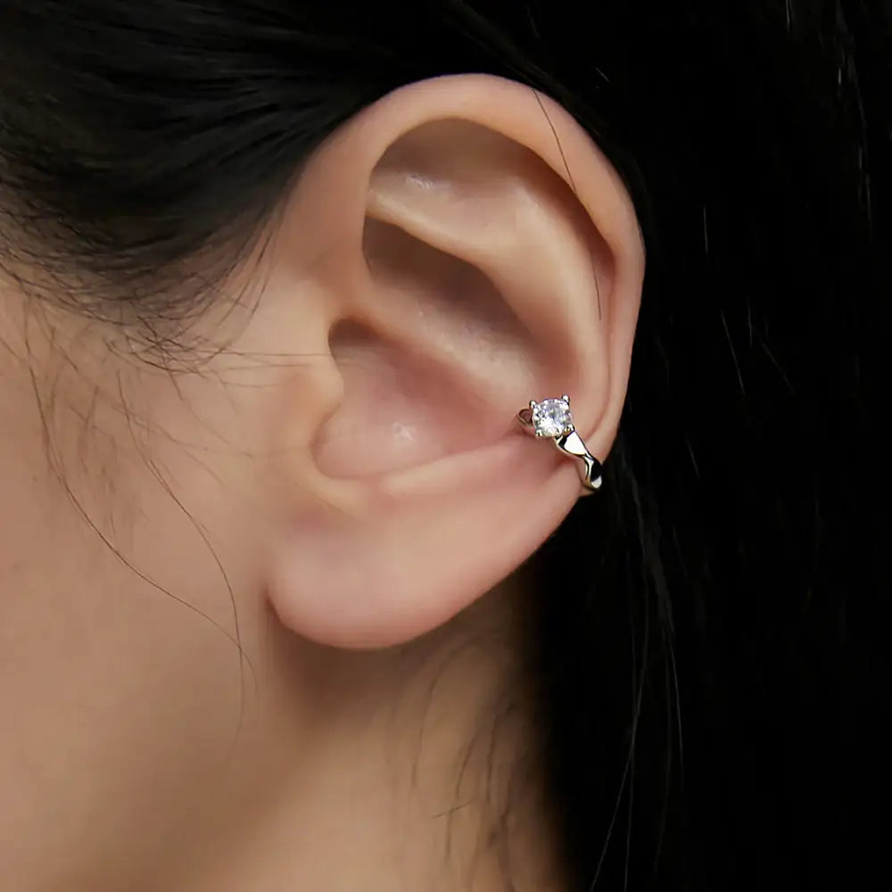 OST - One Cubic Point Silver Ear Cuff - OST - Jewelry - Harumio
