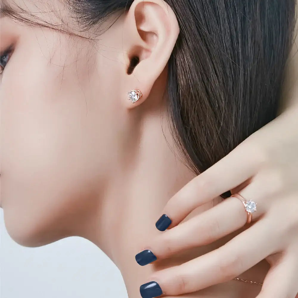 CLUE - Crown Setting Diamond Earrings - CLUE - Jewelry - Harumio