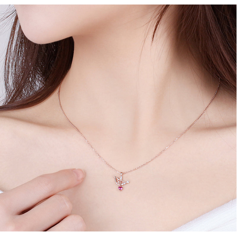 CLUE - Good Fortune July Cupid Silver Necklace