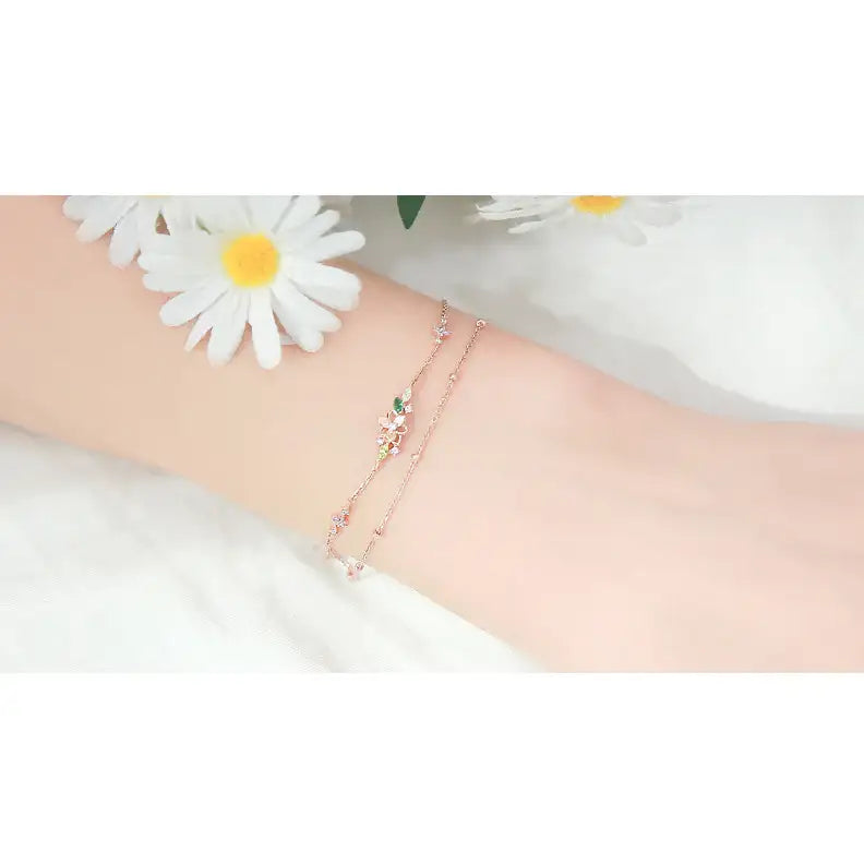 CLUE - Emerald Rose Silver Bracelet - CLUE - Jewelry - Harumio