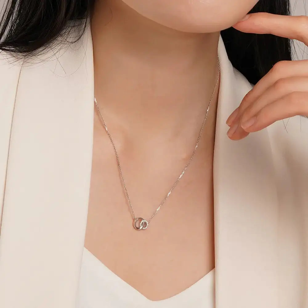 OST - Lucky Lock Horseshoe Double Silver Necklace - OST - Jewelry - Harumio