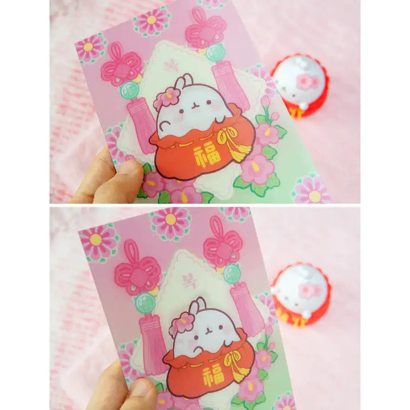 Molang - Lenticular New Year's Greetings Card - Molang - Lenticular Card - Harumio